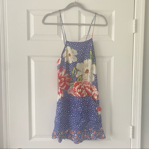 Farm Rio Blue White Star Floral Mini Dress Sz PP - Picture 1 of 7